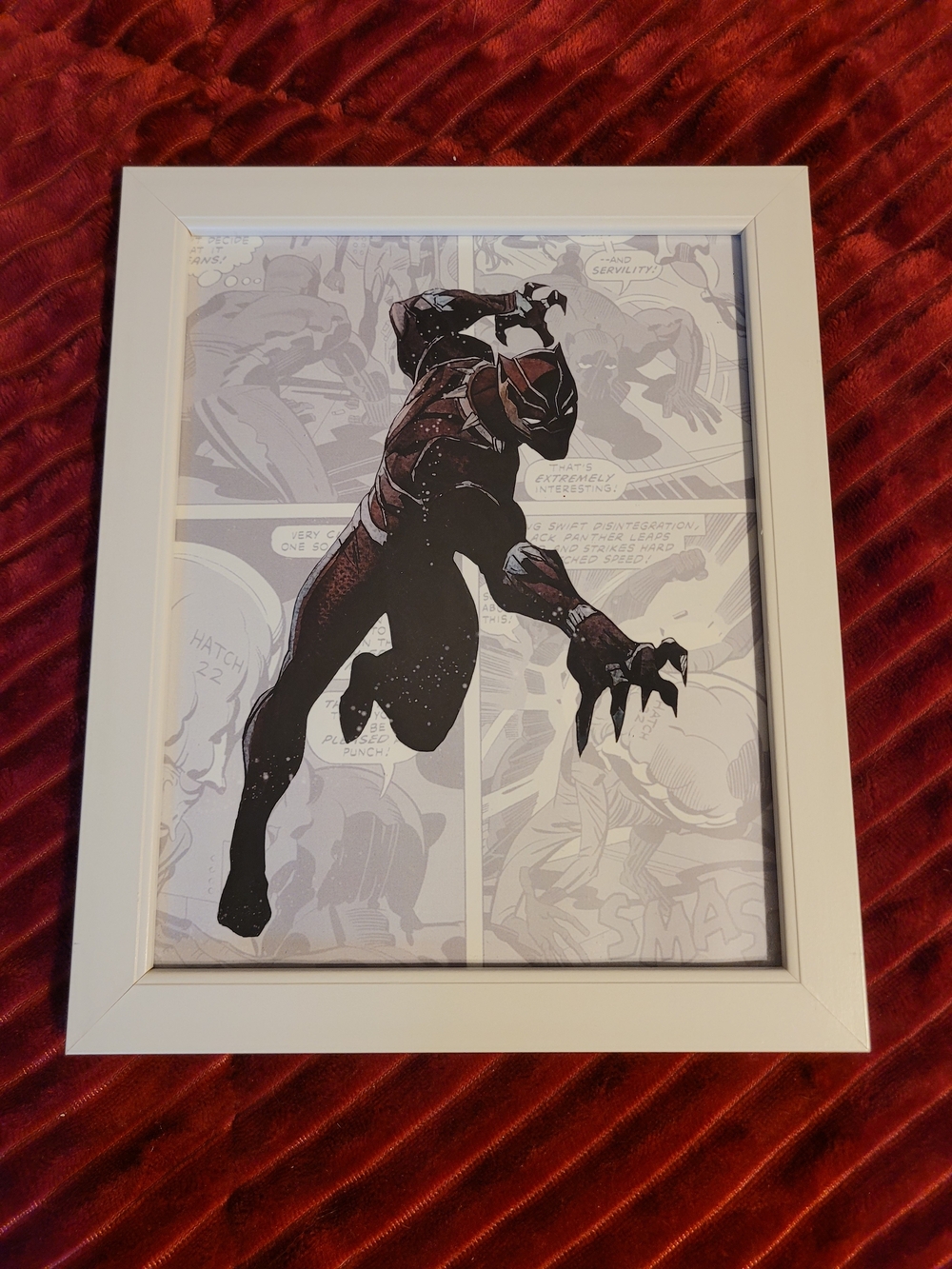 Black Panther Comic Framed Art Print in Black and White Frame